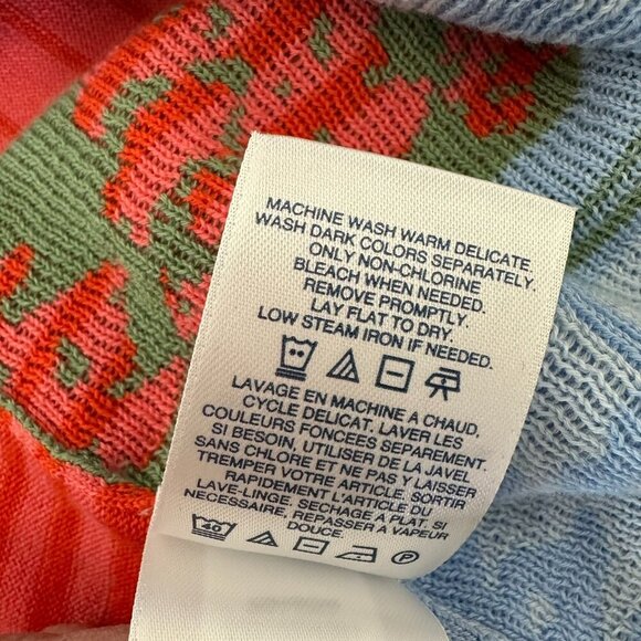 Lands End Pullover Sweater Size 1X Orange Multicolor Stripe Supima Cotton - Picture 6 of 9